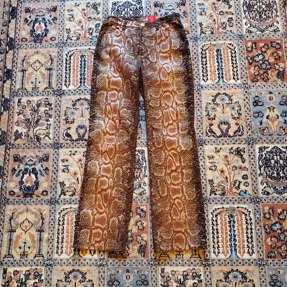 VERA CRISTINA gold glitter python print jeans 6 - Picture 3 of 5